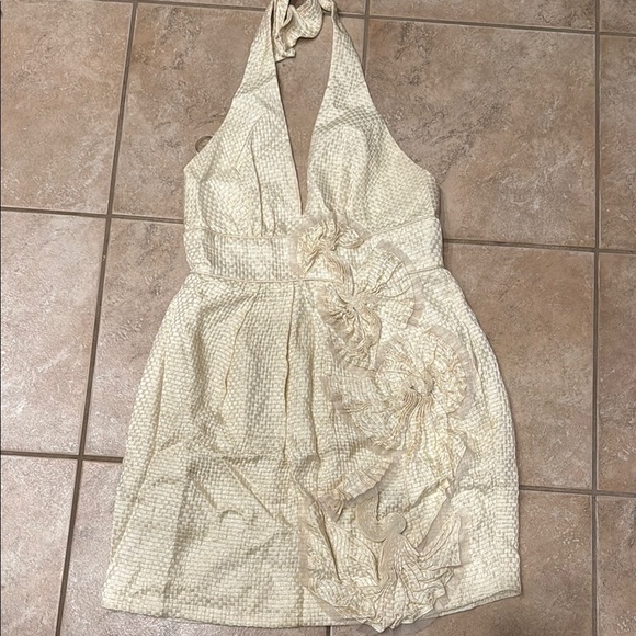 BCBGMaxAzria Cream Halter Wrap Dress - Picture 1 of 4